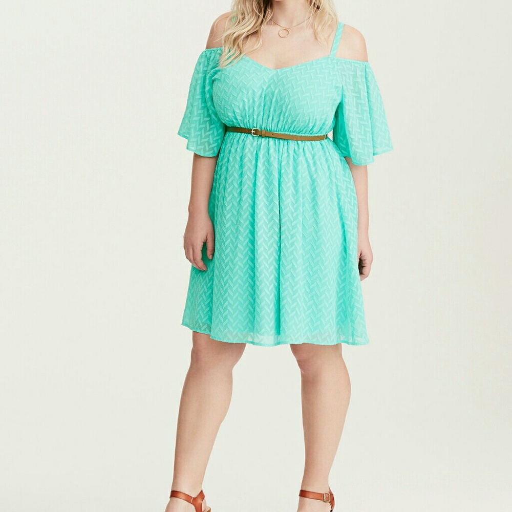 Chiffon Cold Shoulder Skater Dress